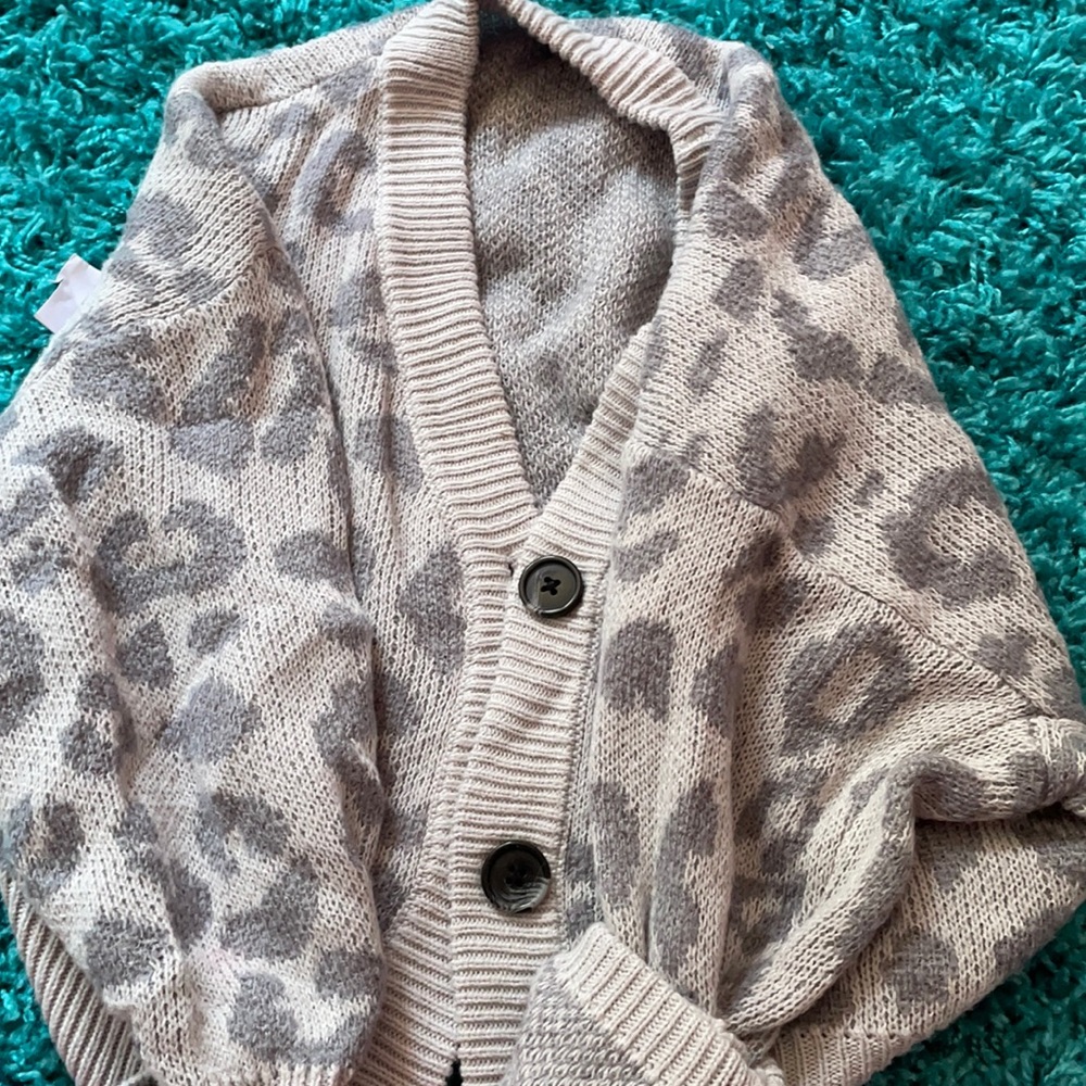 wild fable Cheetah print sweater with buttons.